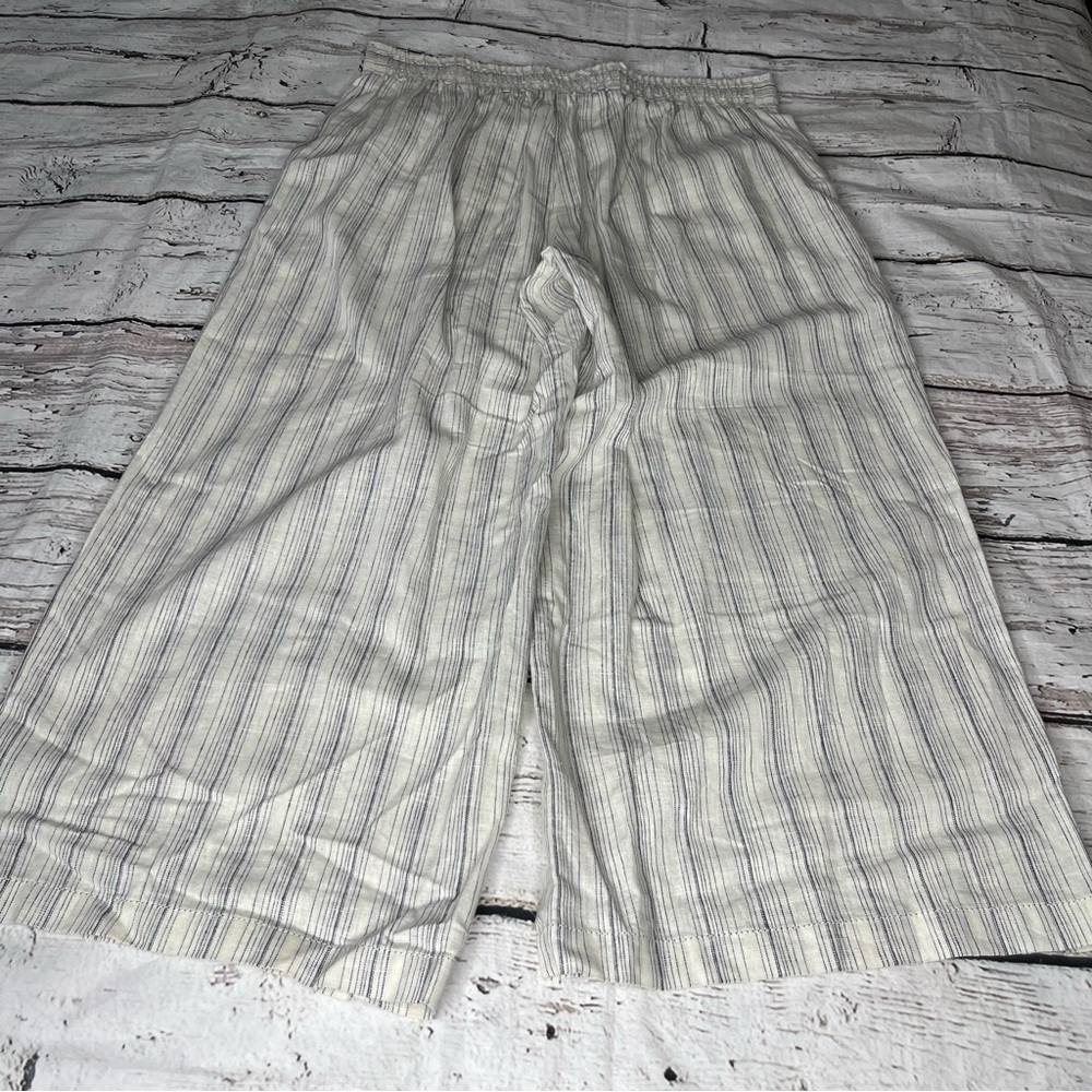 Max Studio High Waisted Striped Cropped Linen Pants Size L - Picture 6 of 6